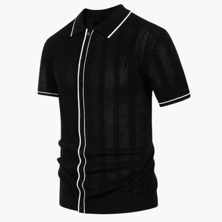 Polo Shirt - Short Sleeve Button Placket & Breathable Fit