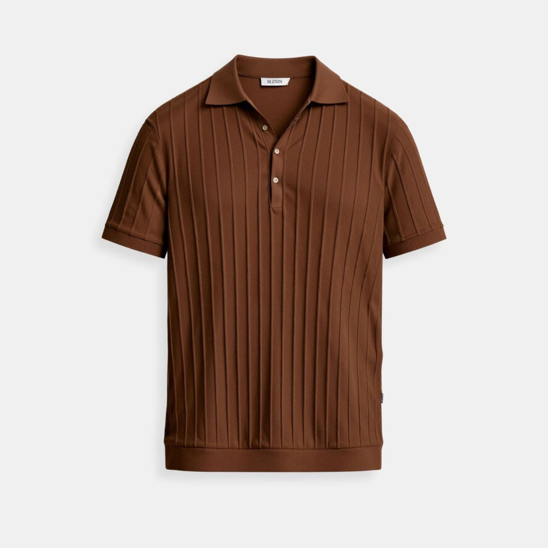 Polo Shirt – Vertical Stripe Placket & Streamlined Fit