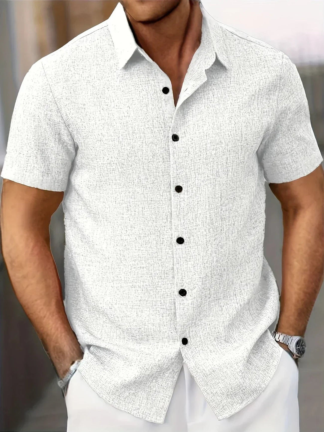 Polyester Blend Shirt – Button Front & Breathable Fit