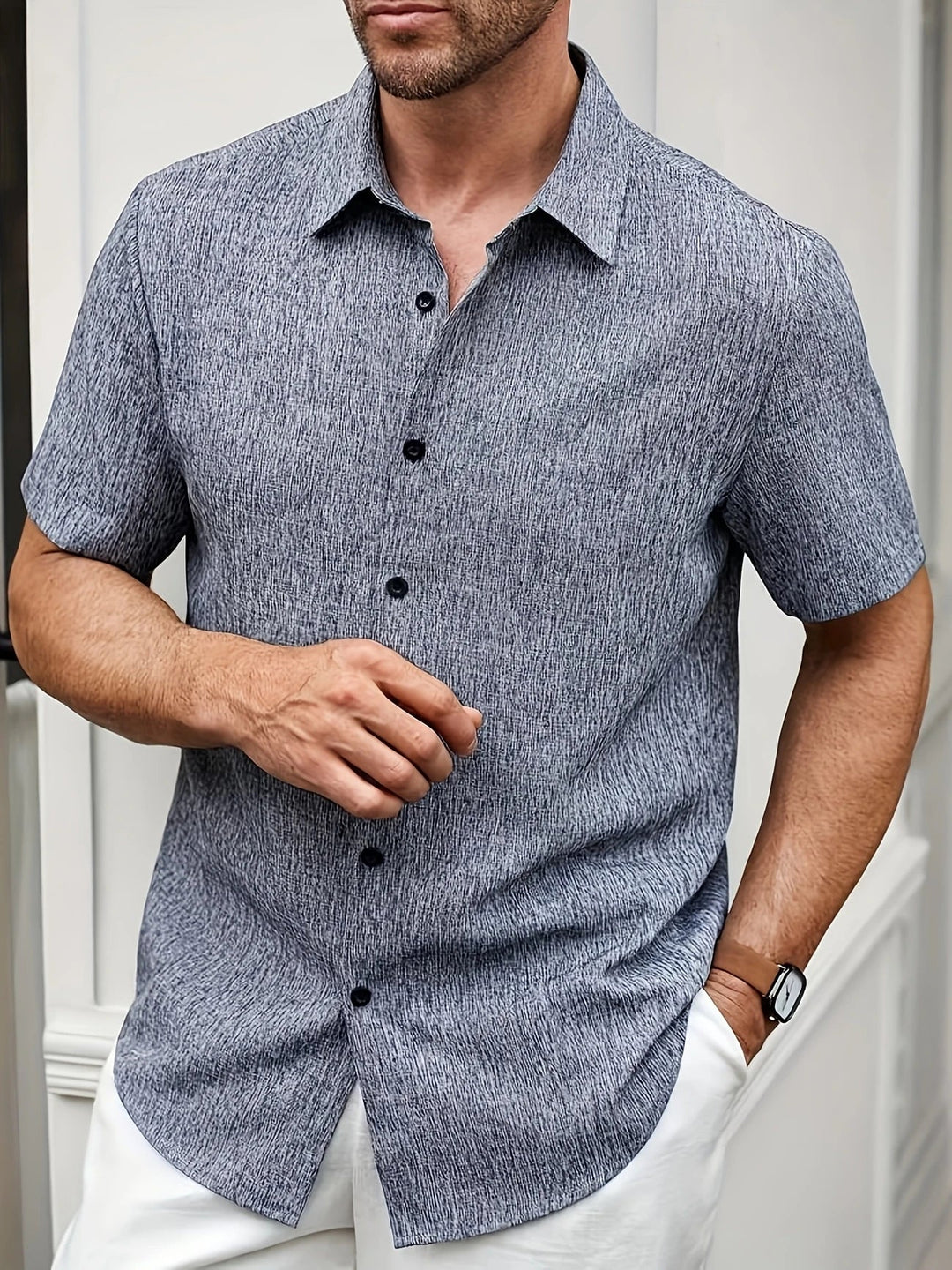 Polyester Blend Shirt – Button Front & Breathable Fit