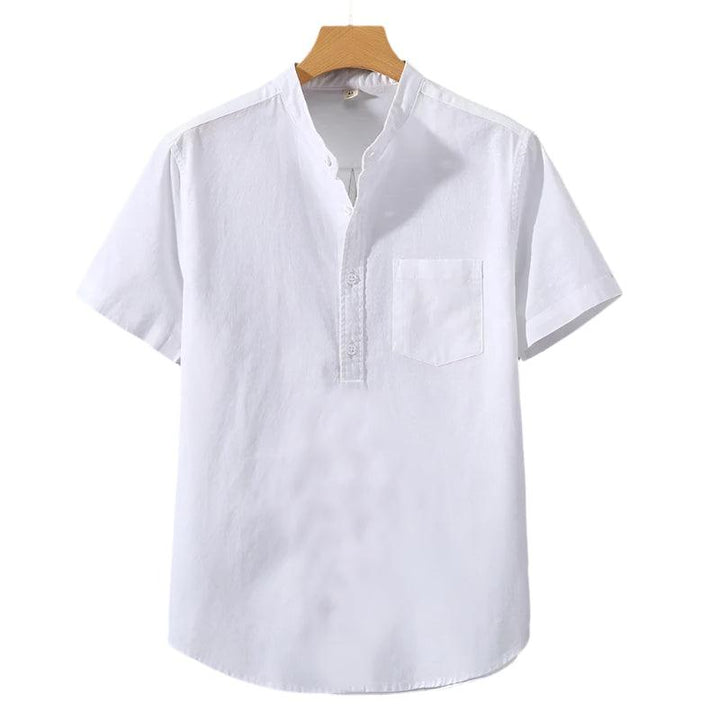 Polyester Blend Shirt - Stand Collar & Moves With You