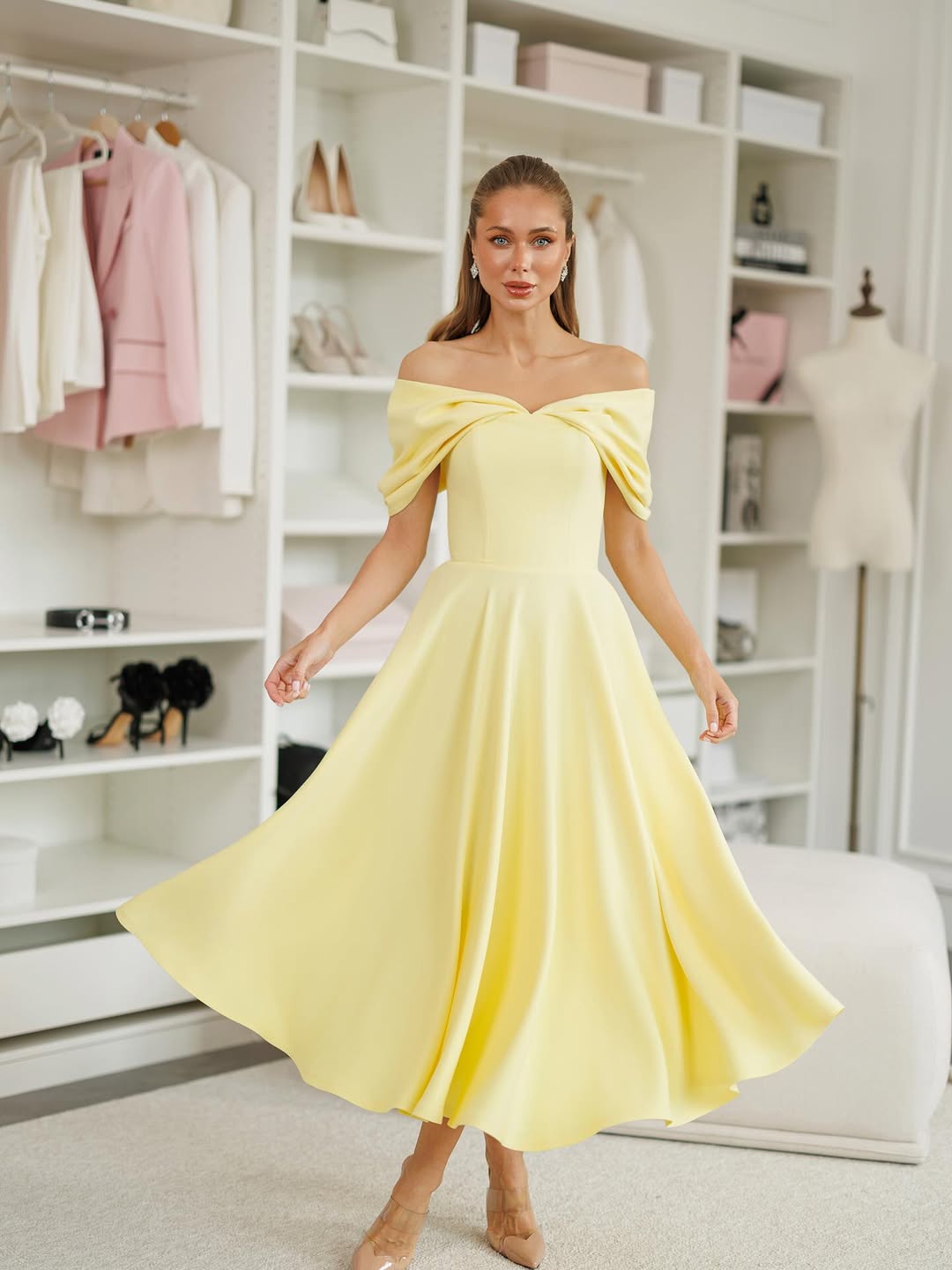 Positano Yellow Midi Dress