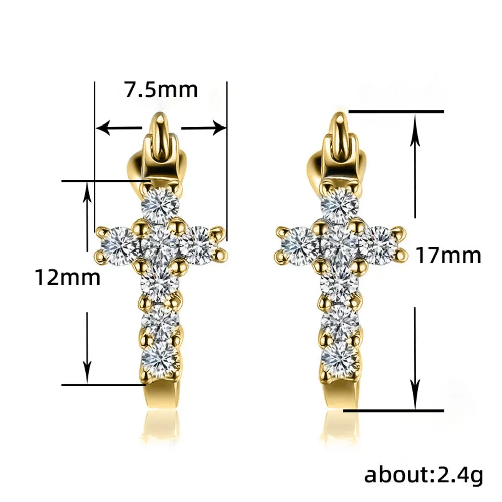 Grace Cross Crystal Hoop Earrings