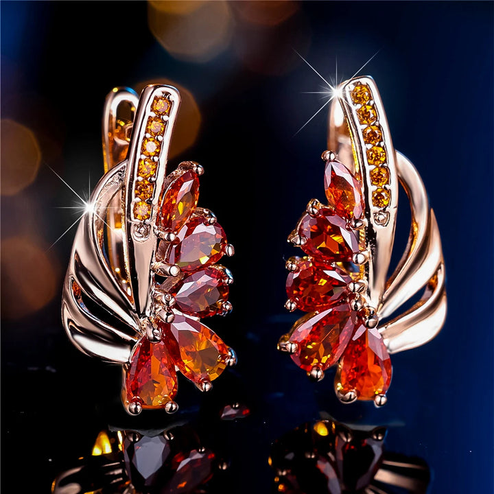 Rubina Red Crystal Hoop Earrings