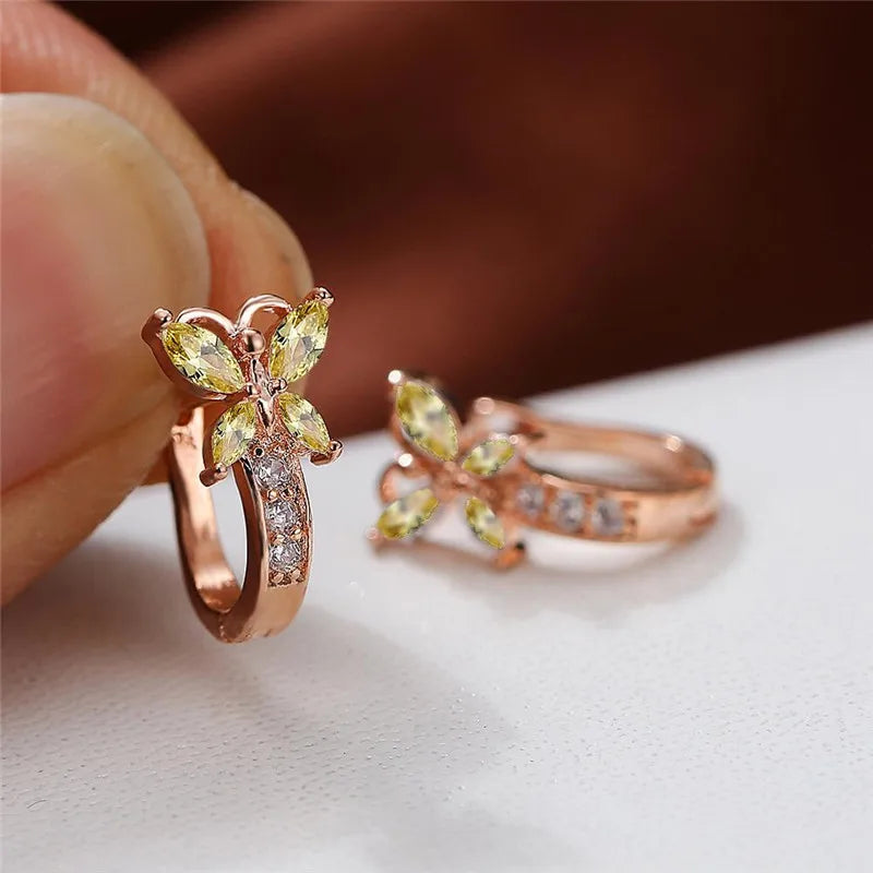 Papillon Colorstone Clip Earrings