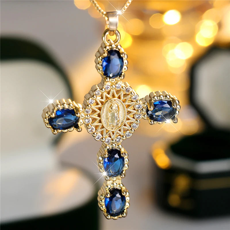 Faith Colorstone Cross Pendant Necklace