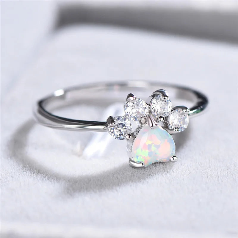 Paw Amour | Opal-Look Paw Heart Ring