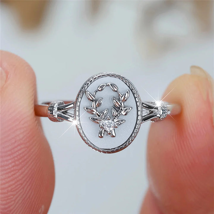 Sylvie Enamel Leaf Ring close-up detail