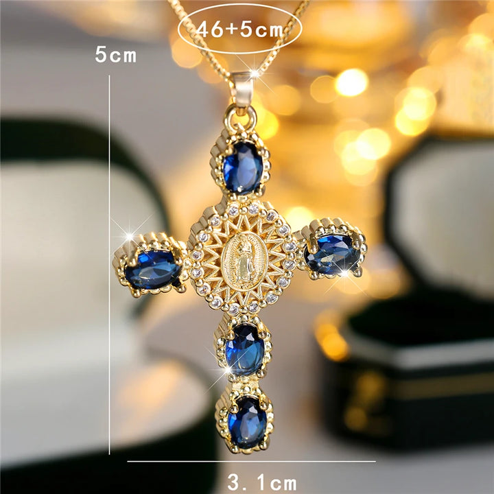 Faith Colorstone Cross Pendant Necklace close-up detail