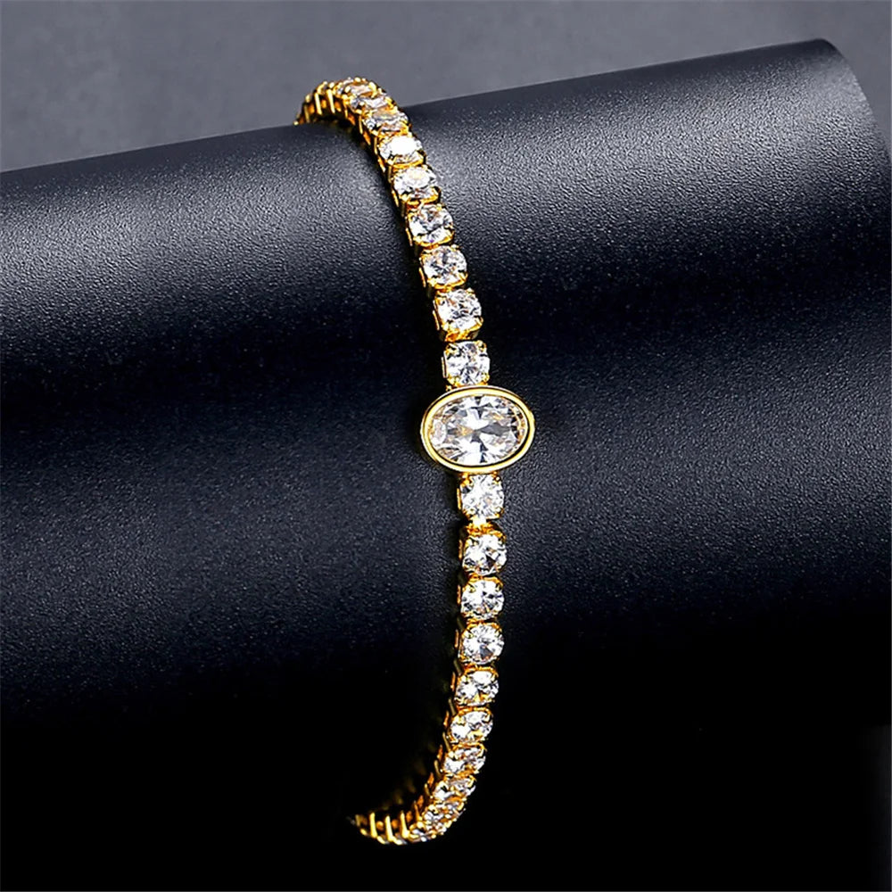 Charme Vrouwelijke Witte Zirkoon Steen Ronde Vierkante Hart Armband Schattige Gouden Kleur Verstelbare Bruiloft Sieraden Voor Vrouwen