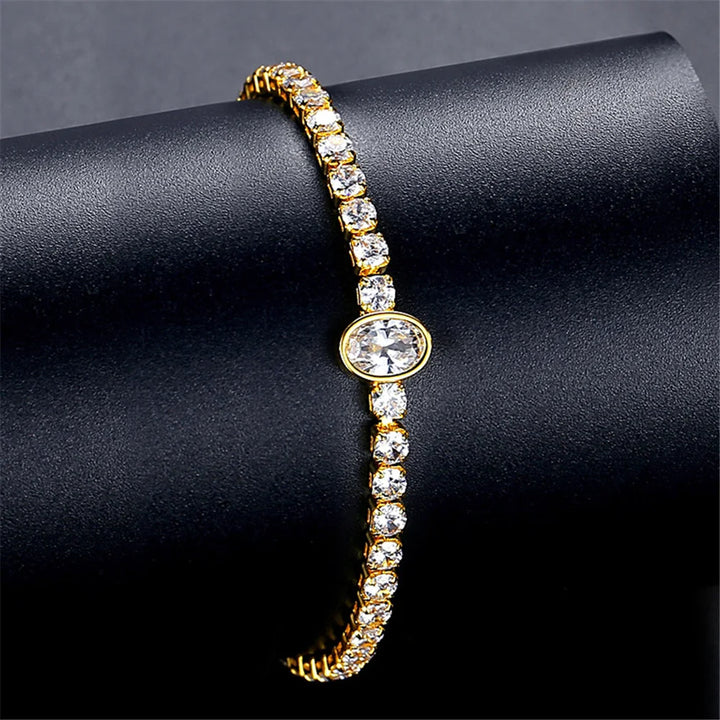 Charme Vrouwelijke Witte Zirkoon Steen Ronde Vierkante Hart Armband Schattige Gouden Kleur Verstelbare Bruiloft Sieraden Voor Vrouwen
