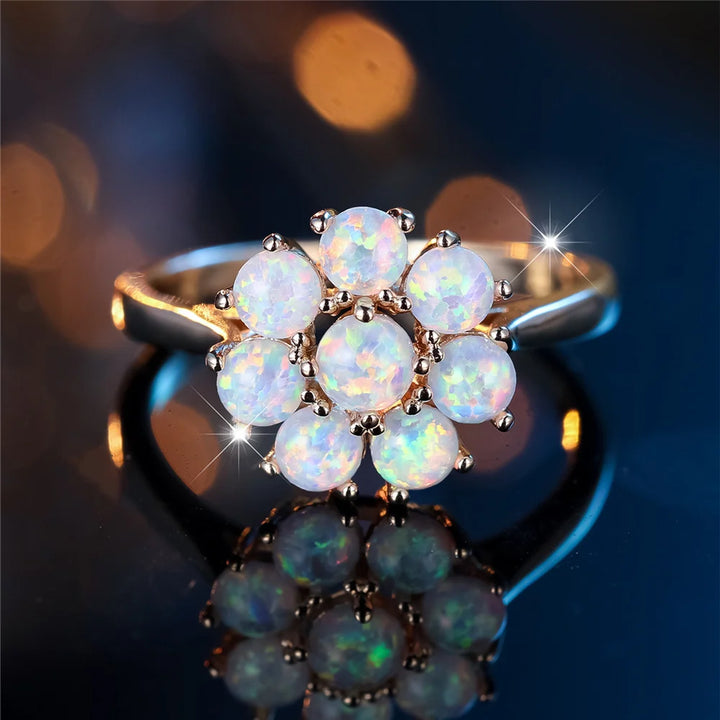 Opalina | White Opal-Look Flower Ring