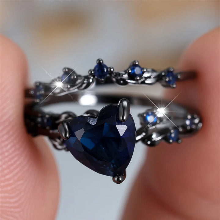 Mariblue | Blue Heart Bridal Ring Set