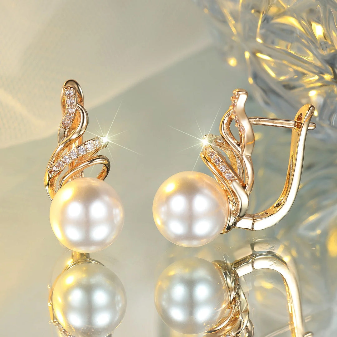 Perla Crystal Pearl-Look Hoop Earrings styled view
