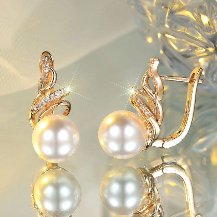 Perla Crystal Pearl-Look Hoop Earrings styled view