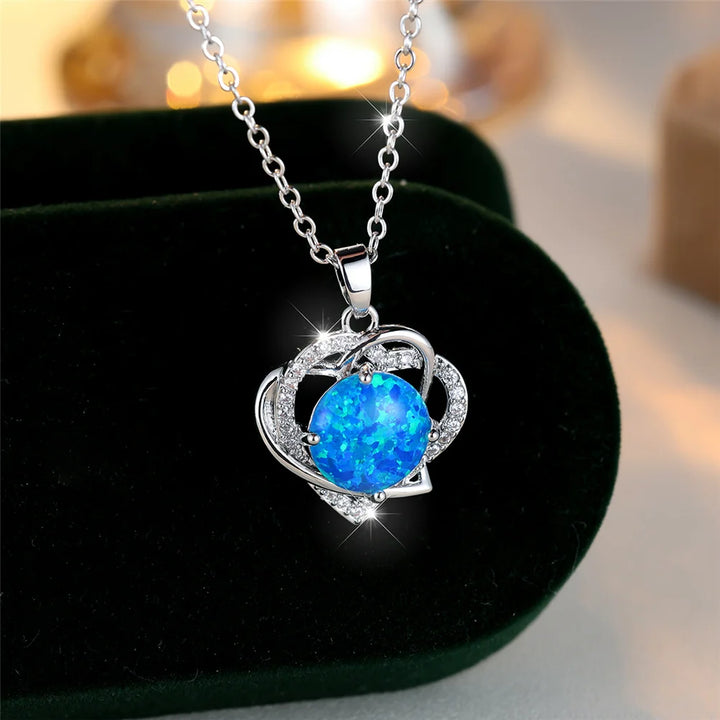 Oceanette Blue Opal-Look Heart Necklace hero view