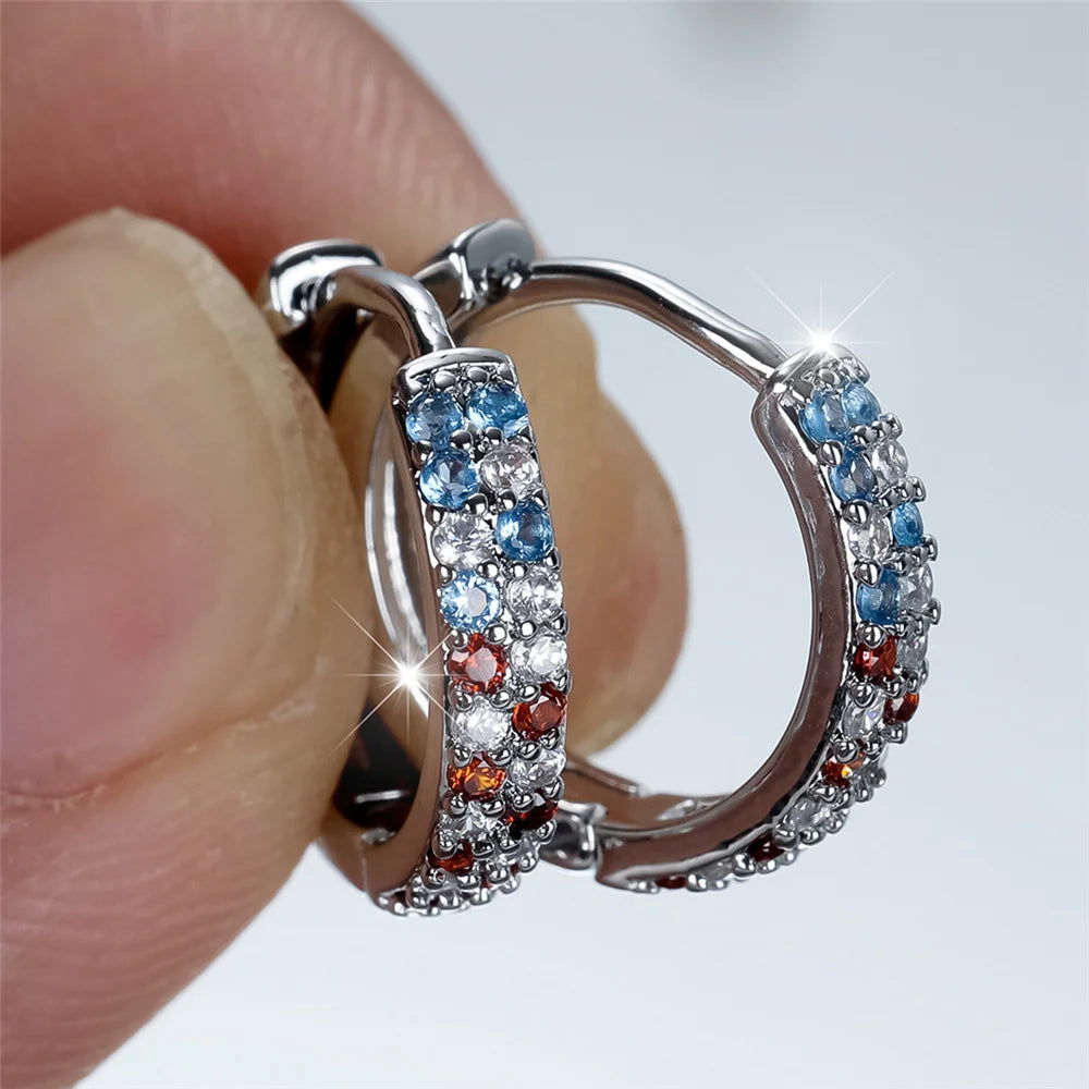 Prismatic Rainbow Hoop Earrings close-up detail