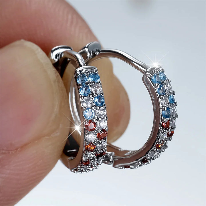 Prismatic Rainbow Hoop Earrings close-up detail
