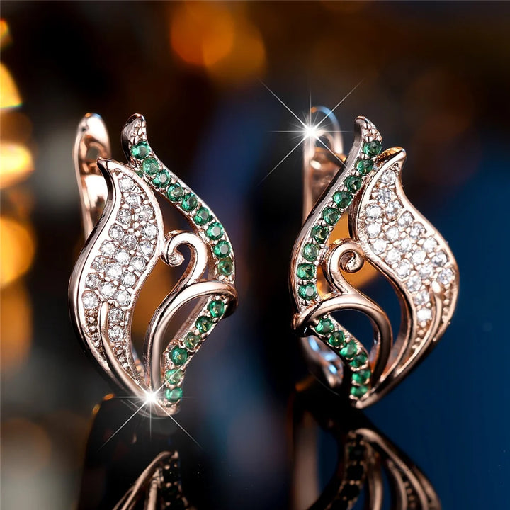 Verdelle Green Crystal Hoop Earrings close-up detail