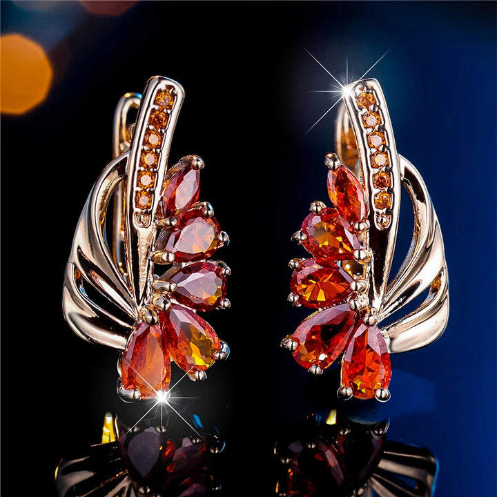 Rubina Red Crystal Hoop Earrings