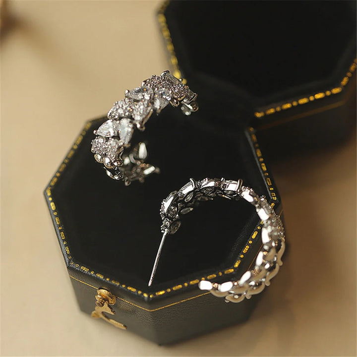 Elowen Crystal Silhouette Stud Earrings styled view
