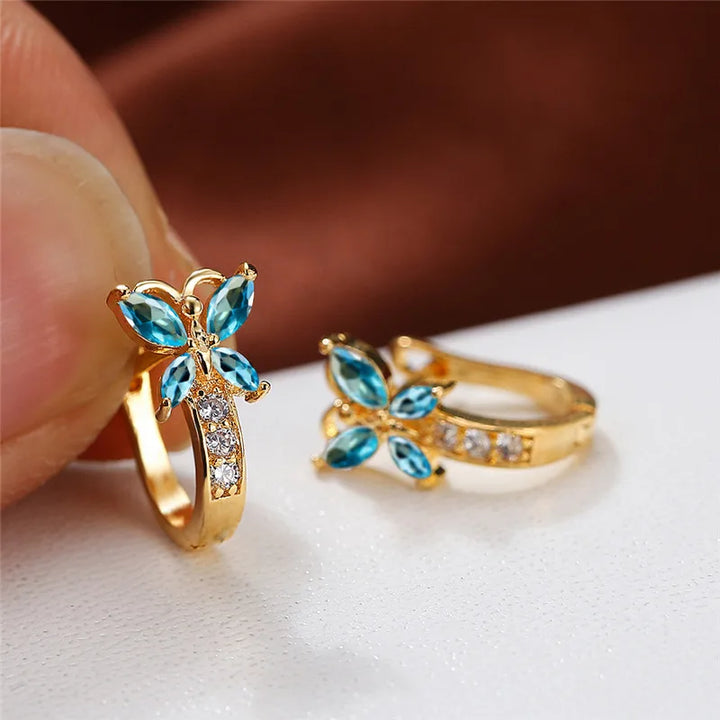 Papillon Colorstone Clip Earrings