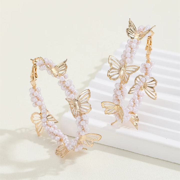 Aurélie Butterfly Circle Earrings styled view