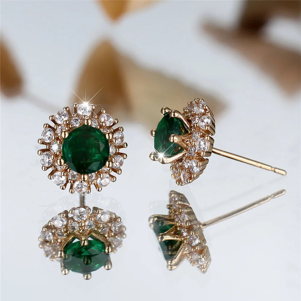 Emeraldine Green Halo Stud Earrings alternate view
