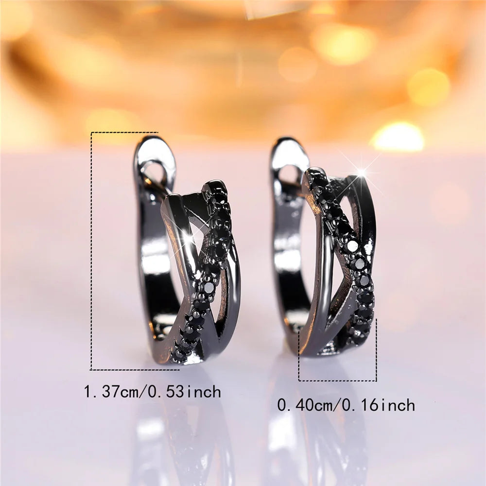 Infinité | Black Crystal Infinity Hoop Earrings