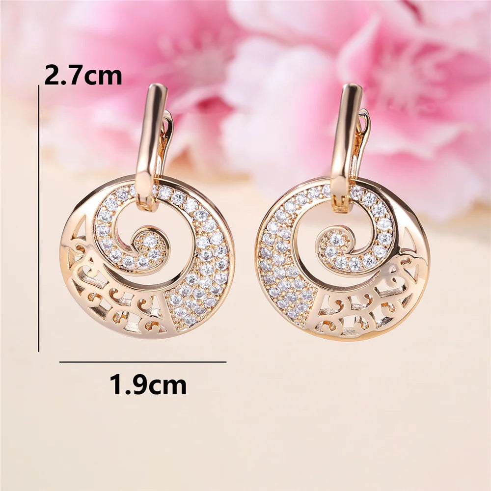 Charme Vrouwelijke Witte Kristallen Zirkoon Steen Ronde Hoepel Oorbellen Goud Kleur Eenvoudige Bruiloft Sieraden Voor Vrouwen