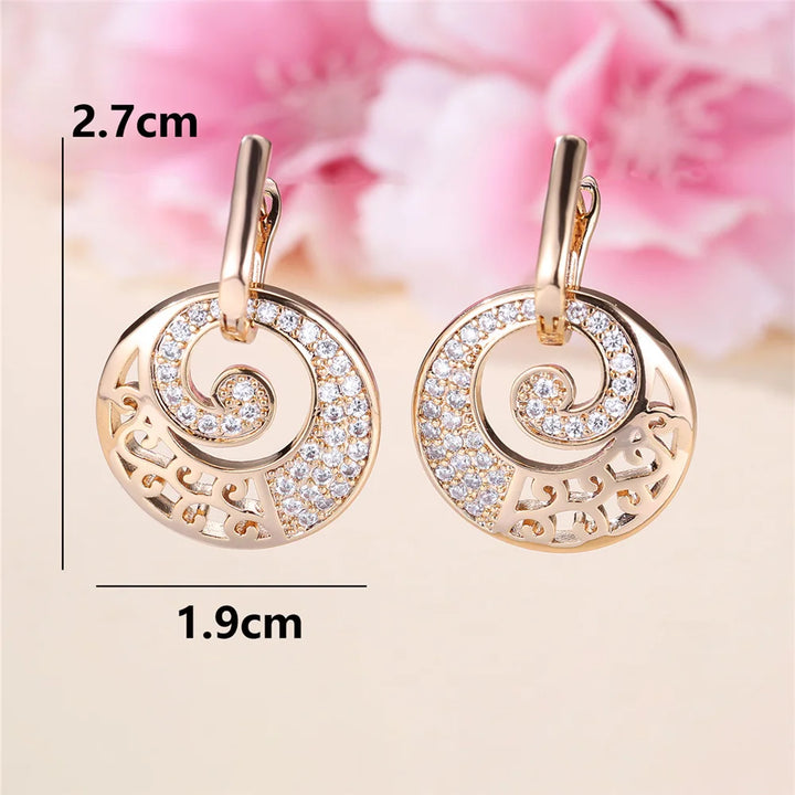 Charme Vrouwelijke Witte Kristallen Zirkoon Steen Ronde Hoepel Oorbellen Goud Kleur Eenvoudige Bruiloft Sieraden Voor Vrouwen
