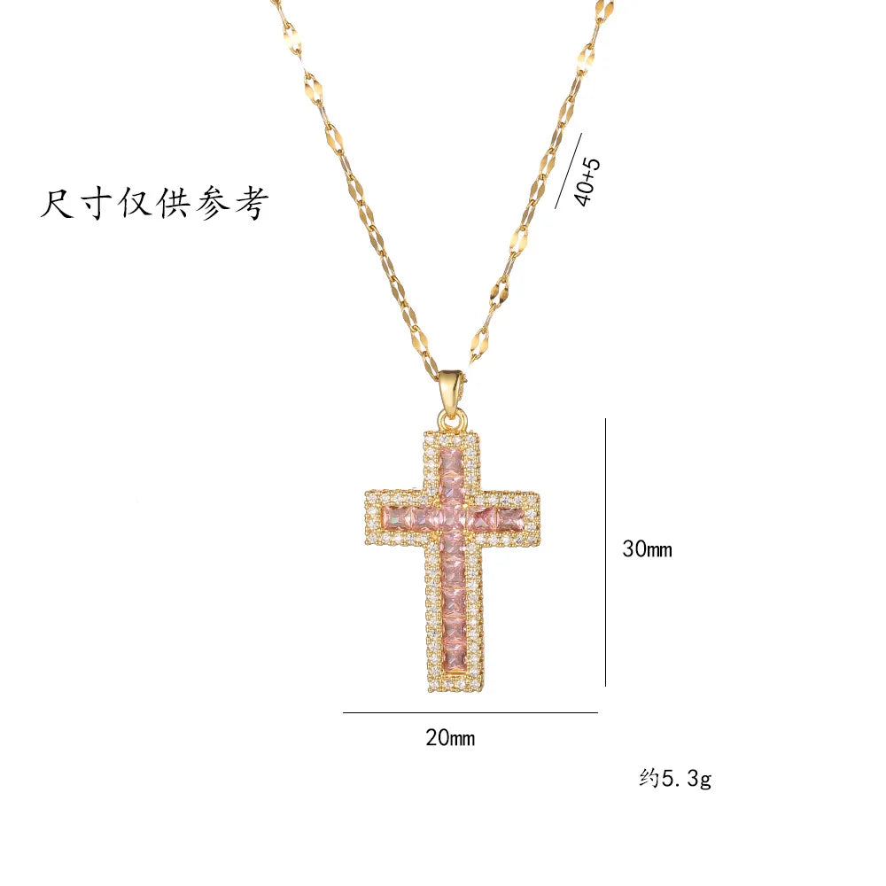 Faithful | Blue &amp; Pink Cross Necklace