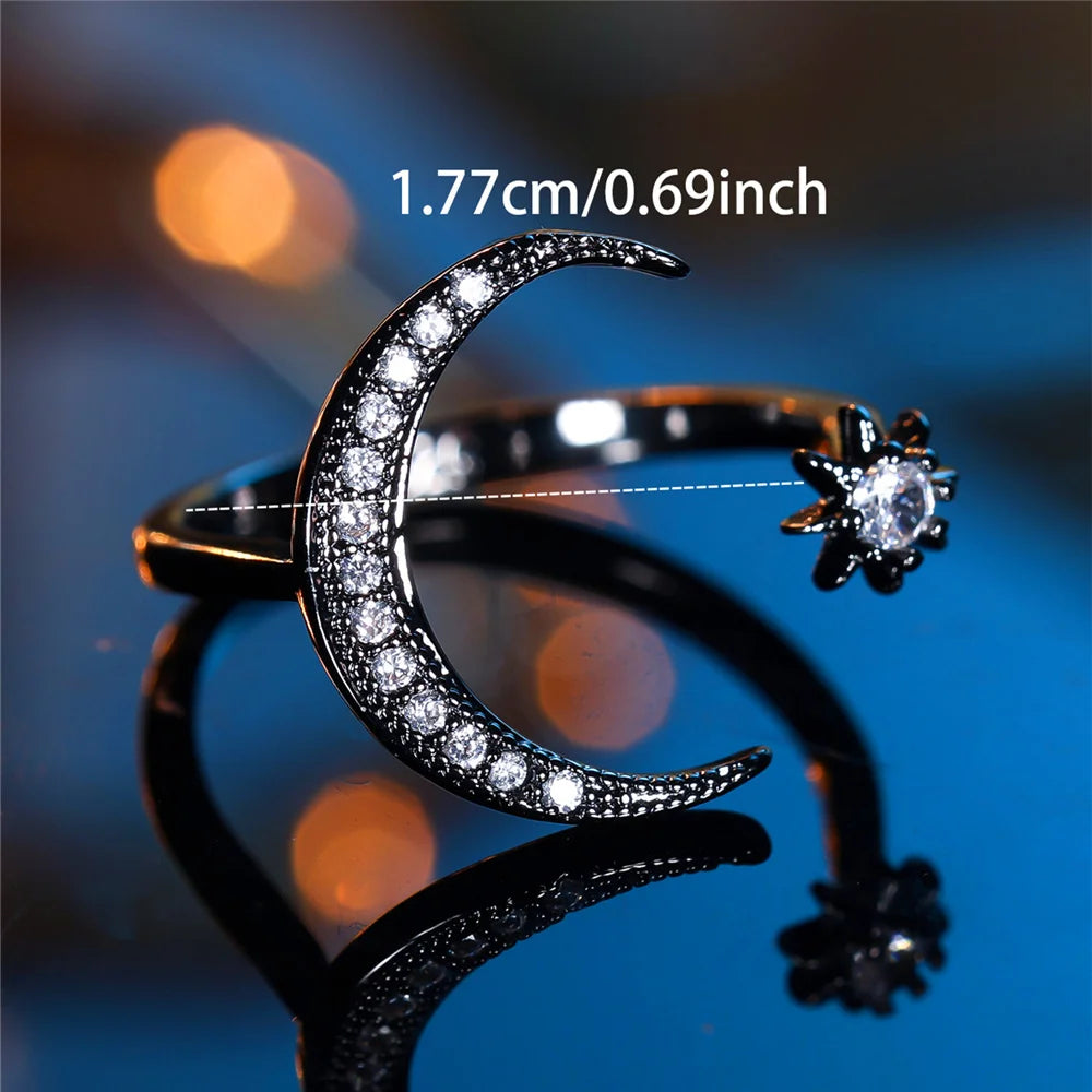 Nocturna | Moon &amp; Star Open Ring