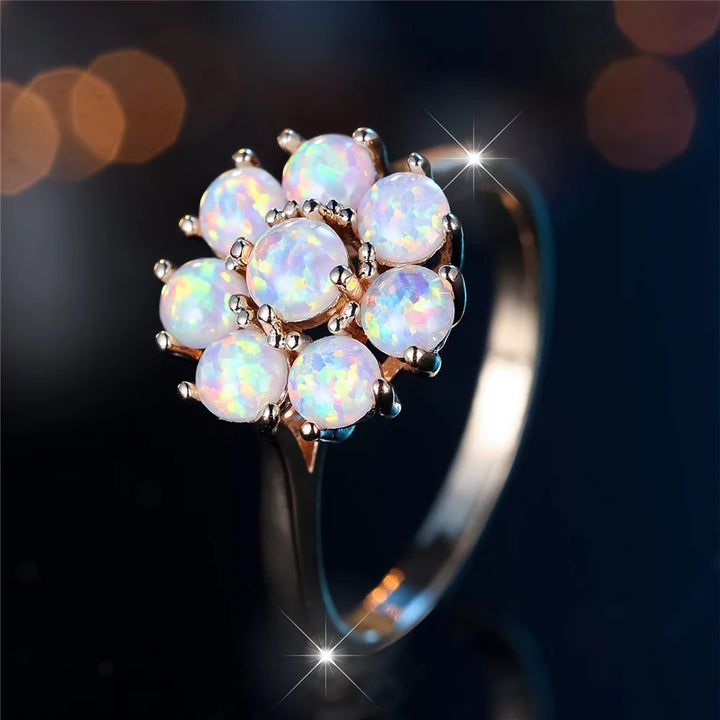 Opalina | White Opal-Look Flower Ring