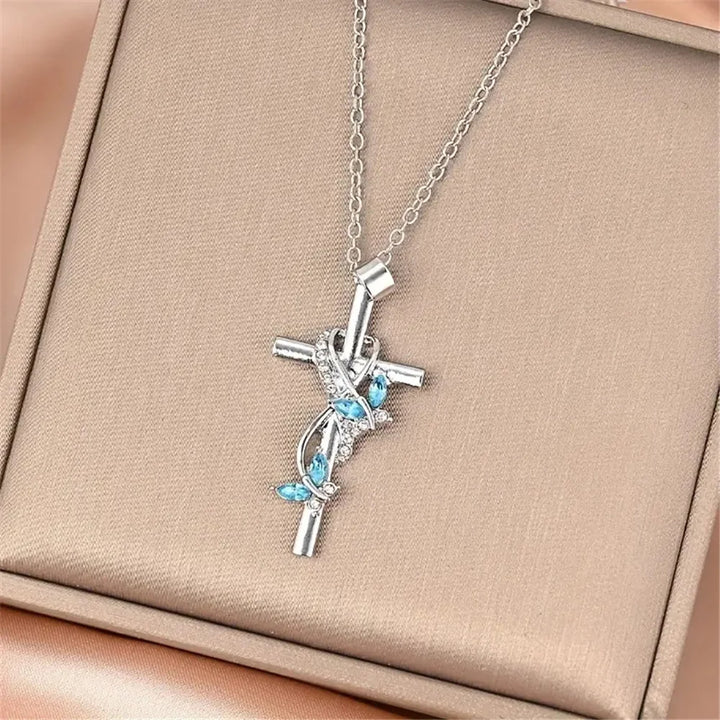 Elowen | Butterfly Cross Crystal Necklace