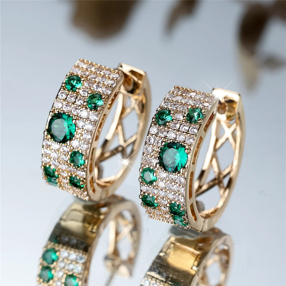 Verena Green Crystal Halo Earrings additional detail