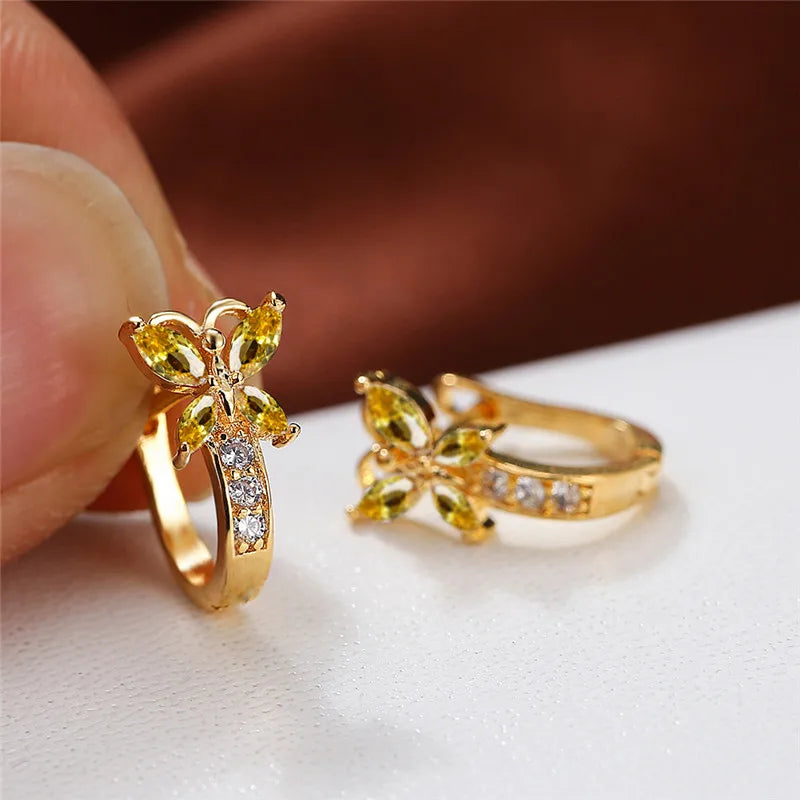 Papillon Colorstone Clip Earrings