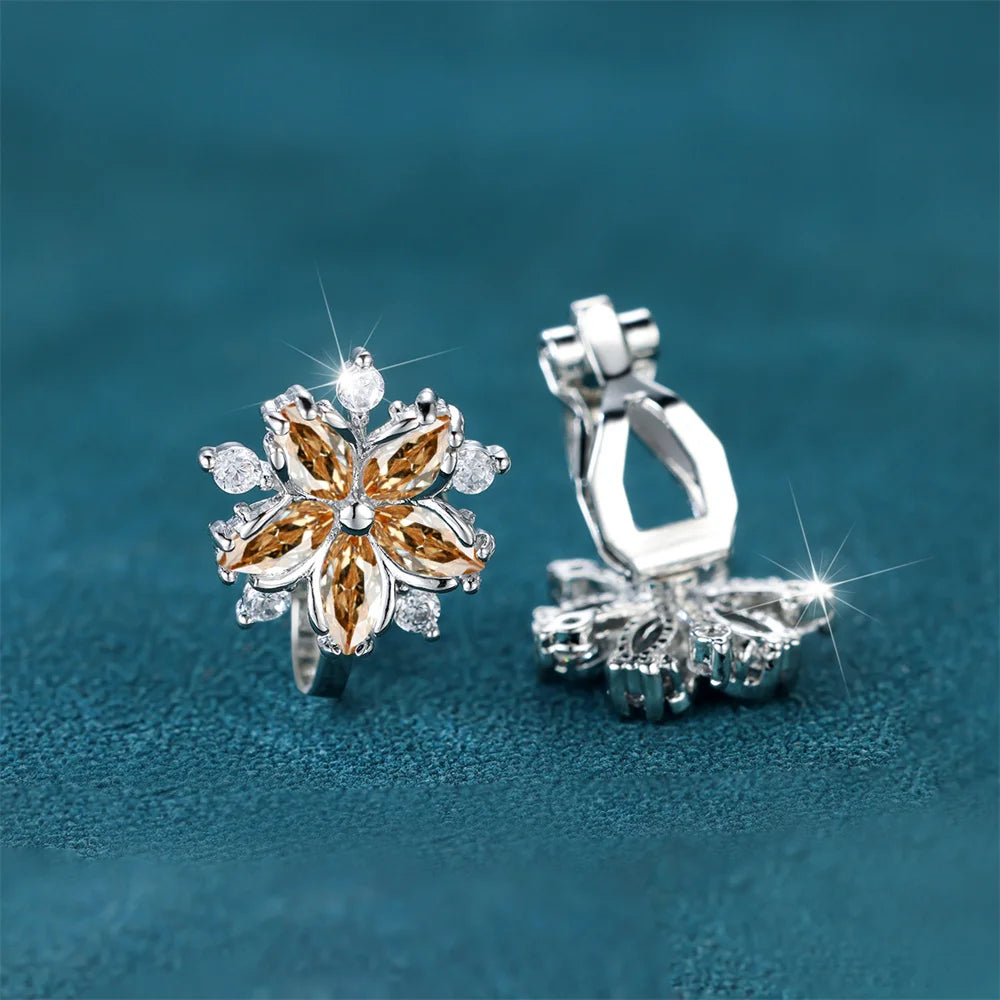 Luxe Vrouwelijke Kleine Paarse Zirkoon Stenen Clip Oorbellen Charme Zilveren Kleur Bruiloft Sieraden Voor Vrouwen