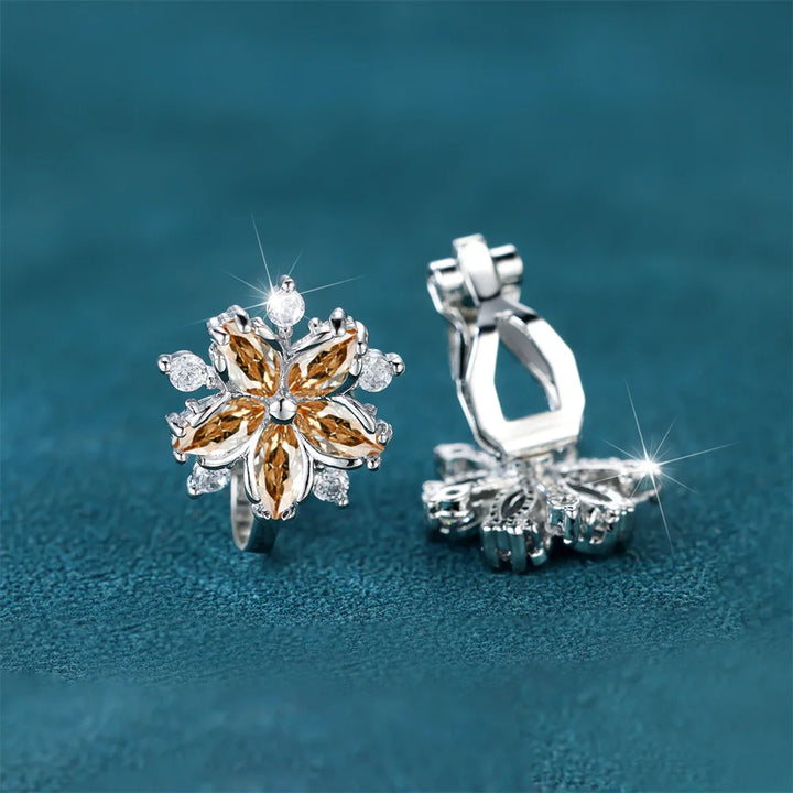 Luxe Vrouwelijke Kleine Paarse Zirkoon Stenen Clip Oorbellen Charme Zilveren Kleur Bruiloft Sieraden Voor Vrouwen