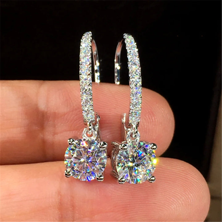 Céleste White Crystal Hoop Earrings alternate view