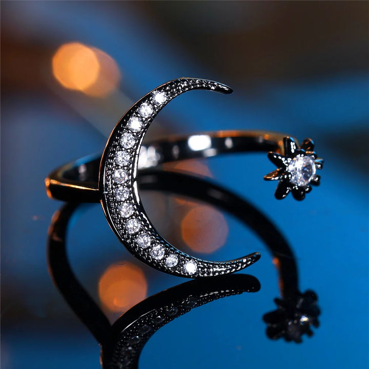 Nocturna | Moon &amp; Star Open Ring
