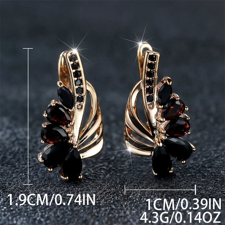 Onyxelle Black Teardrop Clip Earrings close-up detail