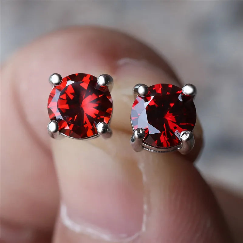 Luxe Vrouwelijke Kristal Groene Steen Charme Zilver Kleur Stud Oorbellen Leuke Ronde Zirkoon Bruiloft Sieraden Voor Vrouwen
