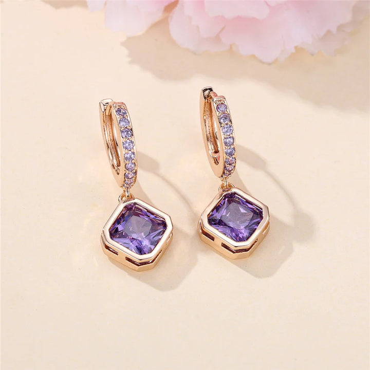 Lilacelle Purple Crystal Hoop Earrings alternate view