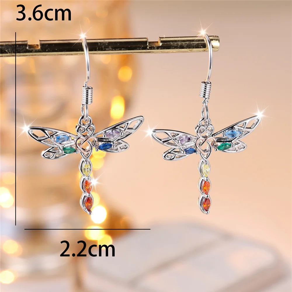 Aurora Dragonfly Drop Earrings styled view