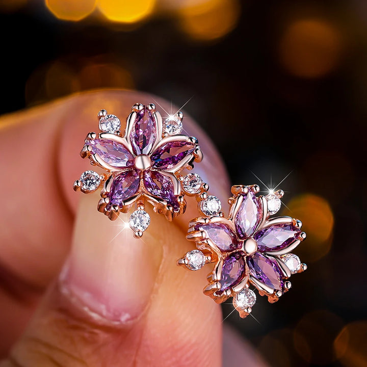 Snowkiss | Colorstone Snowflake Stud Earrings