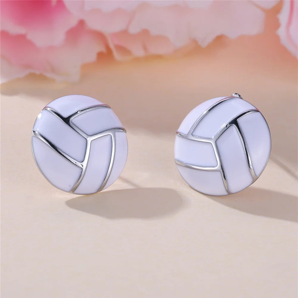 Alba White Enamel Stud Earrings hero view
