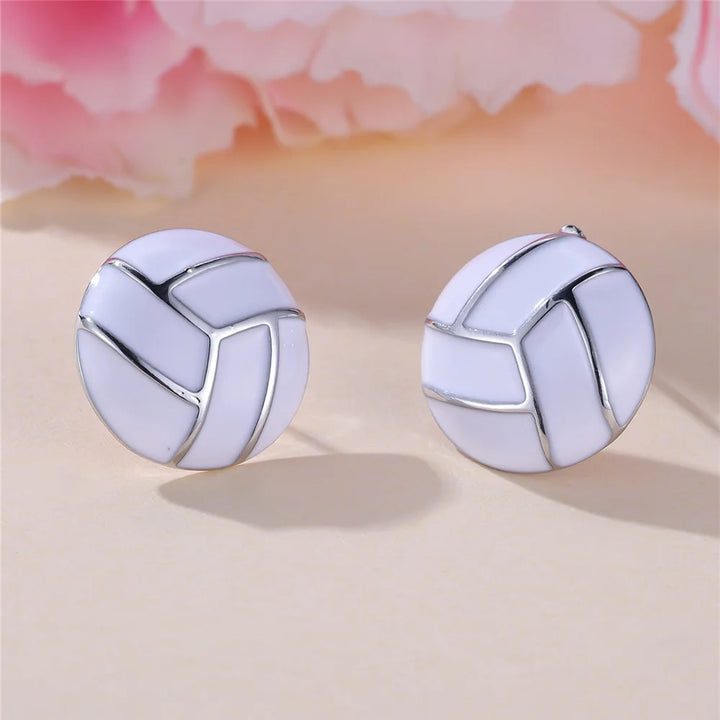 Alba White Enamel Stud Earrings hero view