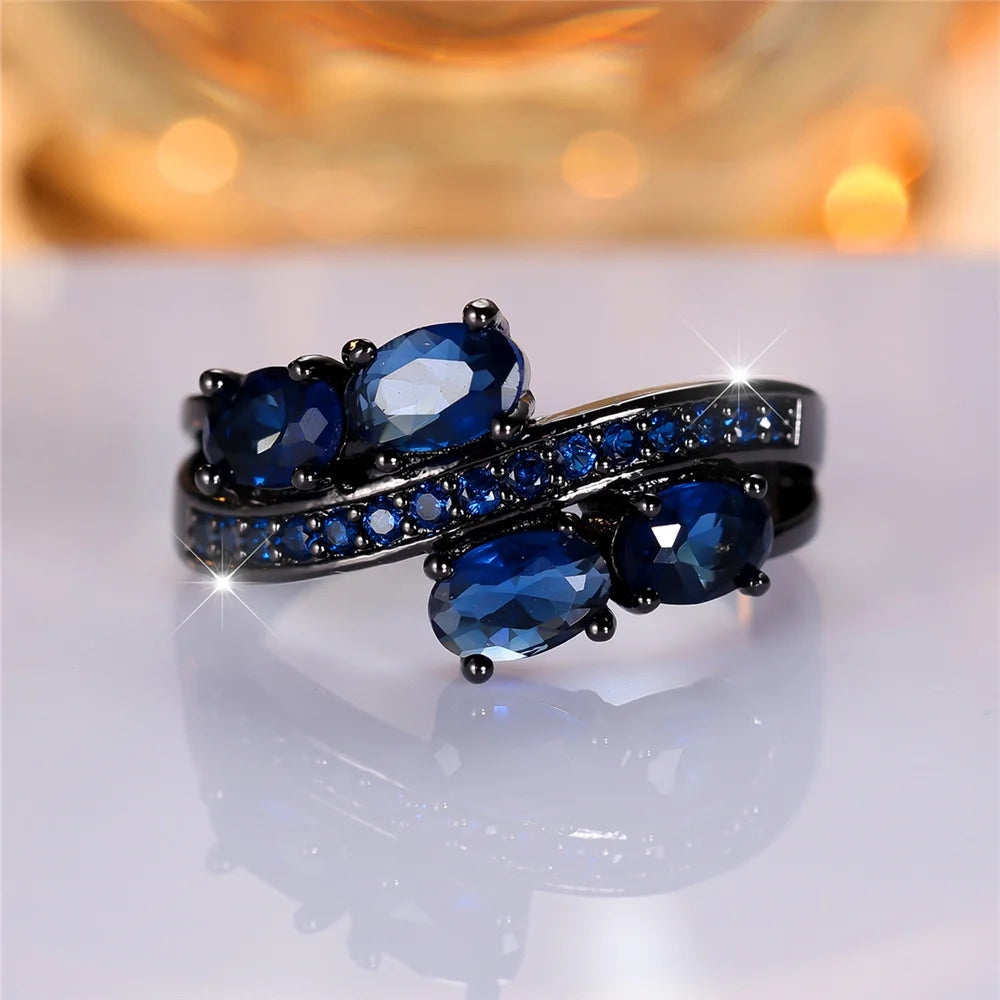 Nocturne Blue Oval Crystal Ring