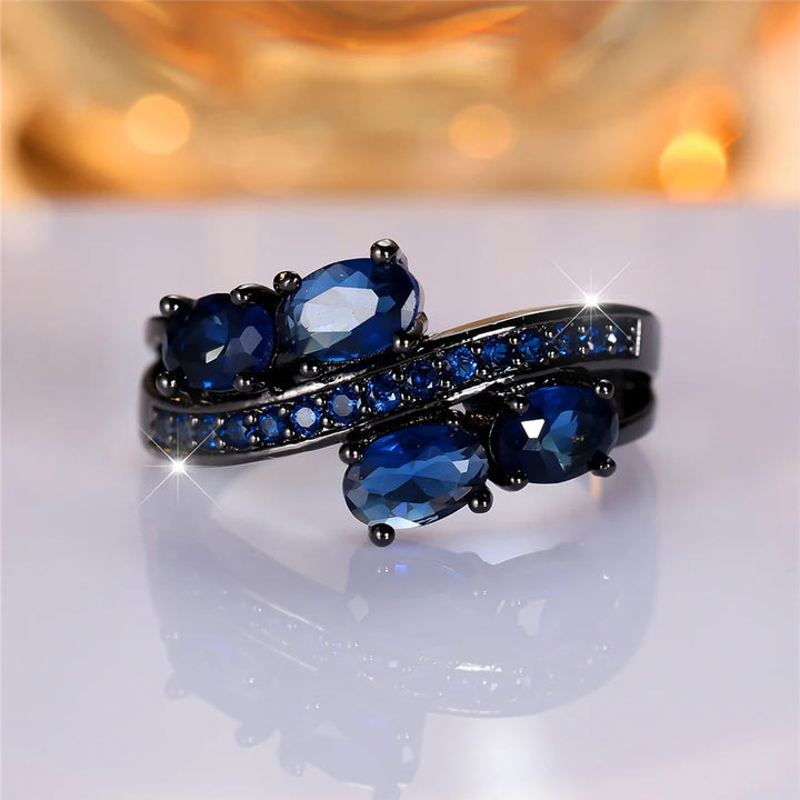 Nocturne Blue Oval Crystal Ring
